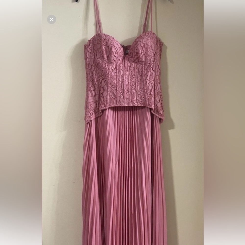 Pink Lace and Pleated Dress